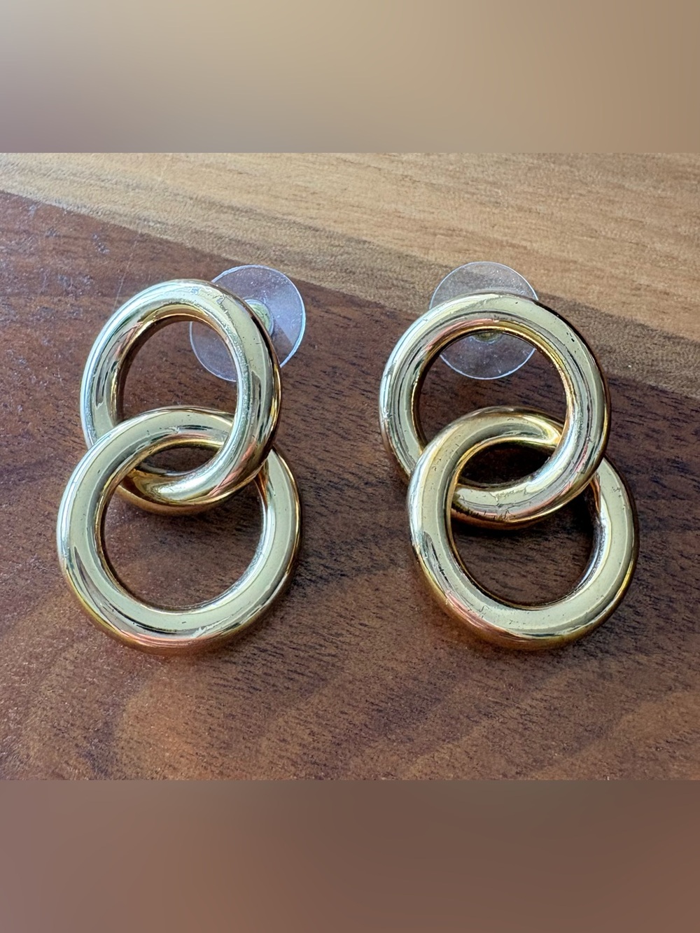 Petit Moments Gold Interlocking Circle Drop Dangle Earrings
